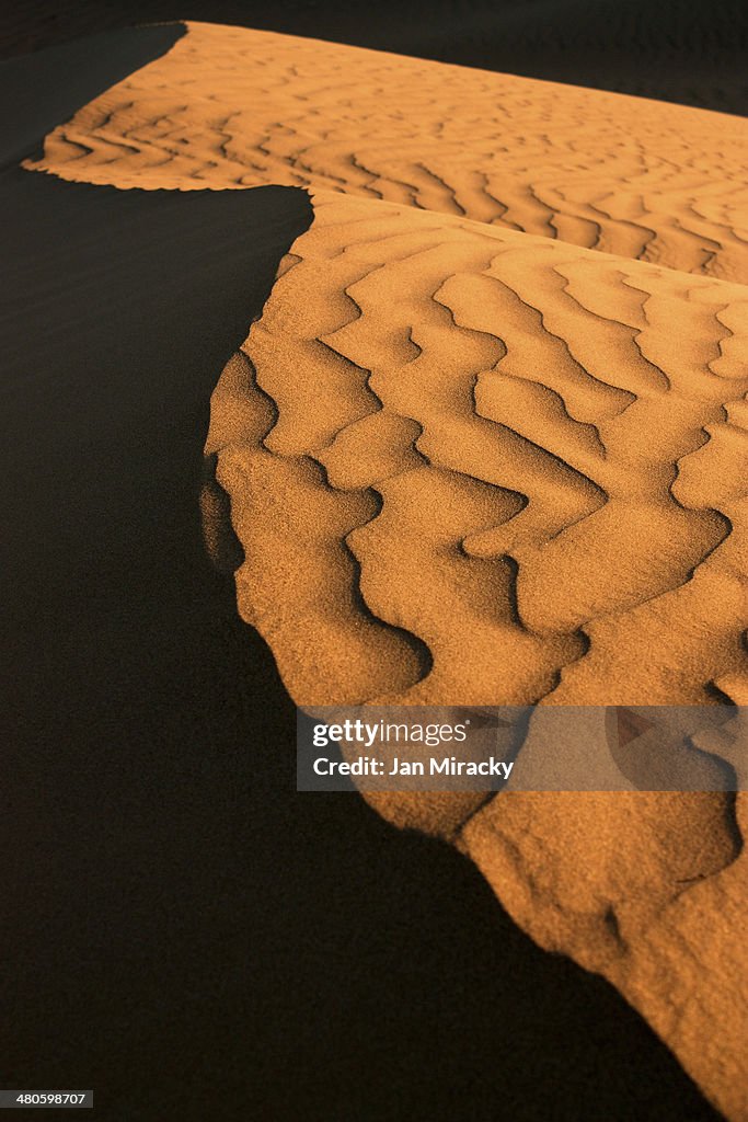 Curves of sand dune shadow