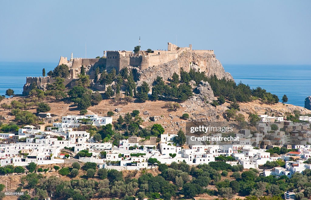 Overview of Lindos on Rhodes island, Greece.