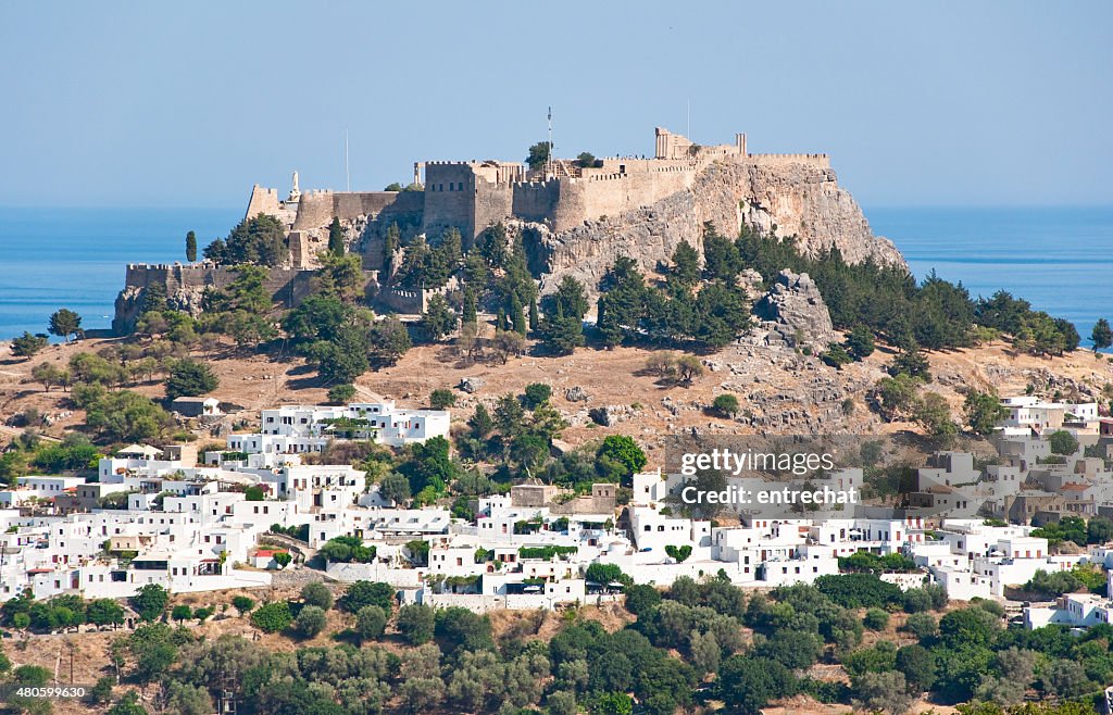 Overview of Lindos on Rhodes island, Greece.