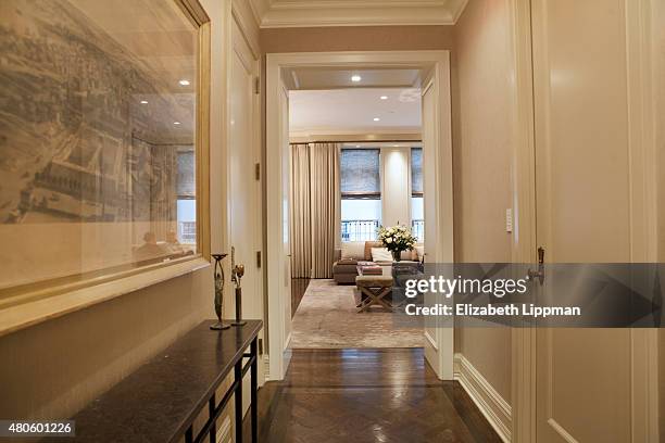 Personality/finance adviser, Suze Orman's apartment is photographed for Wall Street Journal on October 30, 2014 at home in her Plaza apartment in New...