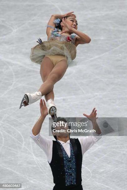 Wenjing Sui and Cong Han of China compete in the Pairs Short Program during ISU World Figure Skating Championships at Saitama Super Arena on March...