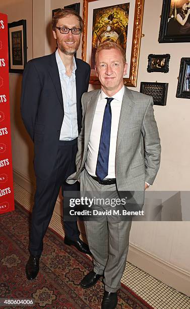 Cast members Stephen Merchant and Steffan Rhodri attend an after party following the press night performance of "The Mentalists" at Kettner's on July...