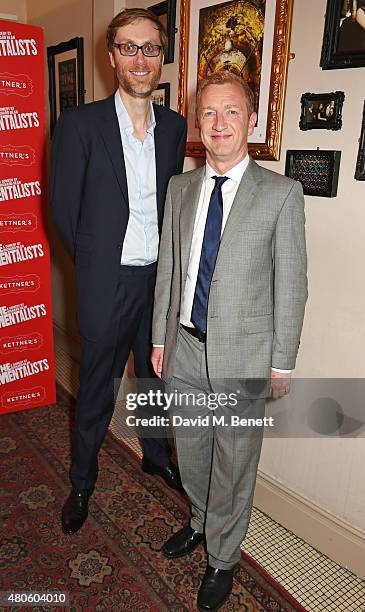 Cast members Stephen Merchant and Steffan Rhodri attend an after party following the press night performance of "The Mentalists" at Kettner's on July...