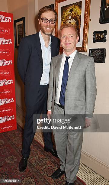 Cast members Stephen Merchant and Steffan Rhodri attend an after party following the press night performance of "The Mentalists" at Kettner's on July...