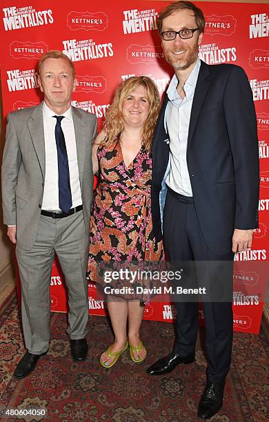 Steffan Rhodri, director Abbey Wright and Stephen Merchant attend an after party following the press night performance of "The Mentalists" at...