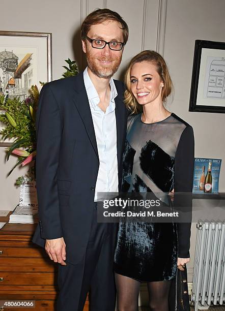 Stephen Merchant and Christine Marzano attend an after party following the press night performance of "The Mentalists" at Kettner's on July 13, 2015...