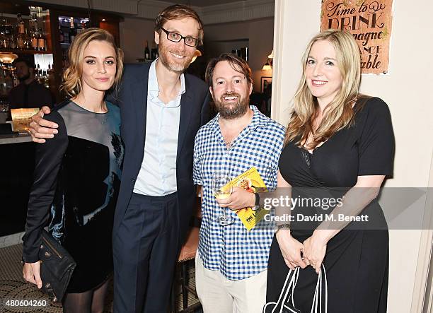 Christine Marzano, Stephen Merchant, David Mitchell and Victoria Coren Mitchell attend an after party following the press night performance of "The...