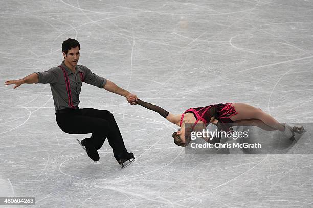 Paige Lawrence and Rudi Swiegers of Canada compete in the Pairs Short Program during ISU World Figure Skating Championships at Saitama Super Arena on...