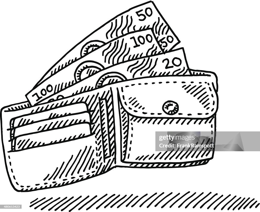 Banknotes Wallet Drawing High-Res Vector Graphic - Getty Images