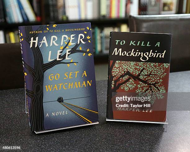 Display copy of "Go Set a Watchman", the first published novel by author Harper Lee in 55 years, sits side-by-side with a display copy of "To Kill a...