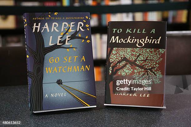 Display copy of "Go Set a Watchman", the first published novel by author Harper Lee in 55 years, sits side-by-side with a display copy of "To Kill a...