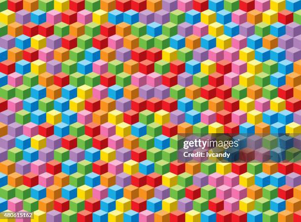 colorful cubes background - complex building blocks stock illustrations