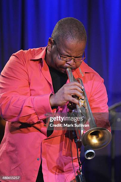 Musician Terence Blanchard performs during Blue Note: The Finest In Jazz exhibit launch at The GRAMMY Museum on March 25, 2014 in Los Angeles,...
