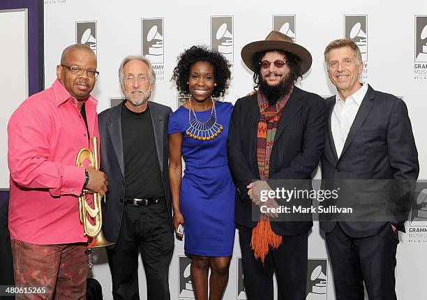 Musician Terence Blanchard, Neil Portnow, President, National Academy of Recording Arts and Sciences, Grammy Museum assistant curator Nwaka Onwusa,...