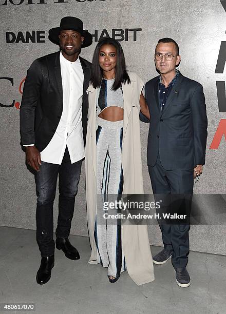 Professional Basketball Player Dwyane Wade, actress Gabrielle Union, and CFDA CEO Steven Kolb attend the opening event for New York Fashion Week:...