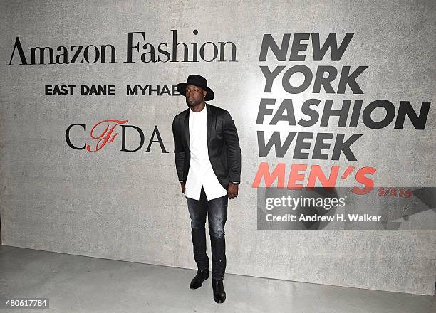 Professional Basketball Player Dwyane Wade attends the opening event for New York Fashion Week: Men's S/S 2016 at Amazon Imaging Studio on July 13,...