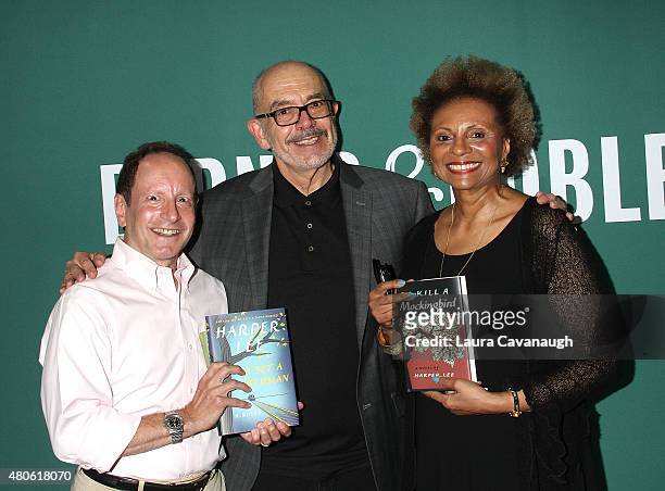 Bill Goldstein, Wally Lamb and Leslie Uggams attend Harper Lee celebration at Barnes & Noble Union Square on July 13, 2015 in New York City.