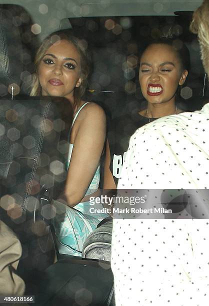 Jade Thirlwall and Leigh-Anne Pinnock at Hakkasan restaurant on July 13, 2015 in London, England.
