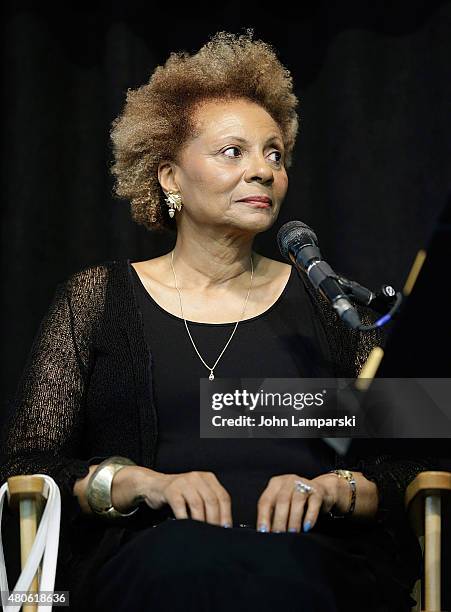 Leslie Uggams speaks during the Harper Lee celebration with Wally Lamb and Leslie Uggams in conversation with Bill Goldstein at Barnes & Noble Union...