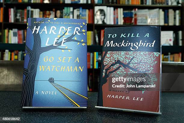 Harperl Lee's recently found edition of 'Go Set a Watchman' to be released on July 14 is exhibited along a new edition of " To Kill a Mockingbird" by...