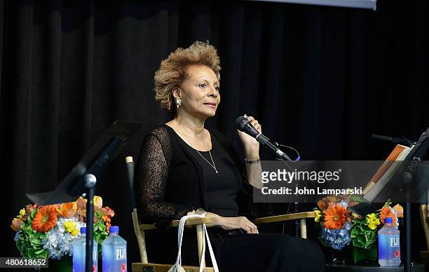 Leslie Uggams speaks during the Harper Lee celebration with Wally Lamb and Leslie Uggams in conversation with Bill Goldstein at Barnes & Noble Union...