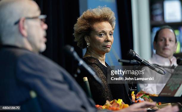 Wally Lamb, Leslie Uggams and Bill Goldstein speak during the Harper Lee celebration with Wally Lamb and Leslie Uggams in conversation with Bill...