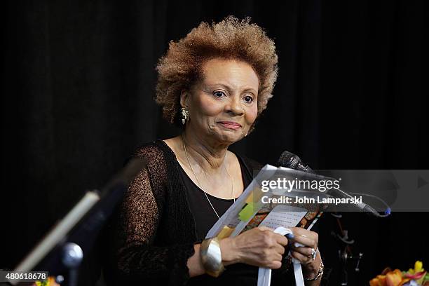 Leslie Uggams speaks during the Harper Lee celebration with Wally Lamb and Leslie Uggams in conversation with Bill Goldstein at Barnes & Noble Union...