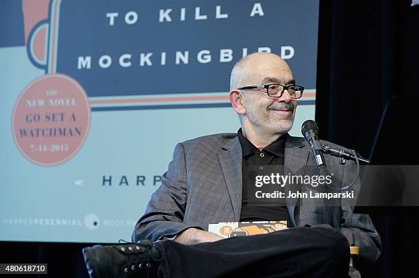 Wally Lamb speaks during the Harper Lee celebration with Wally Lamb and Leslie Uggams in conversation with Bill Goldstein at Barnes & Noble Union...