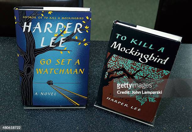 Harperl Lee's recently found edition of 'Go Set a Watchman' to be released on July 14 is exhibited along a new edition of " To Kill a Mockingbird" by...