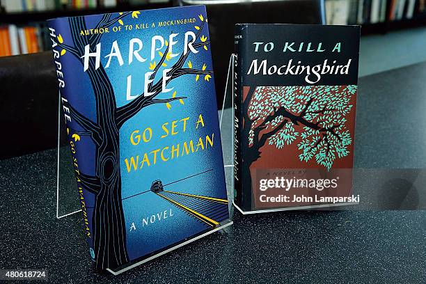 Harperl Lee's recently found edition of 'Go Set a Watchman' to be released on July 14 is exhibited along a new edition of " To Kill a Mockingbird" by...