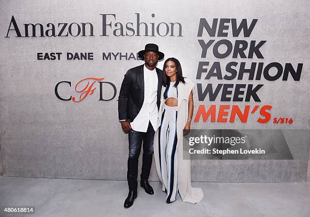 Dwyane Wade and Gabrielle Union attend New York Men's Fashion Week kick off party hosted by Amazon Fashion and CFDA at Amazon Imaging Studio on July...