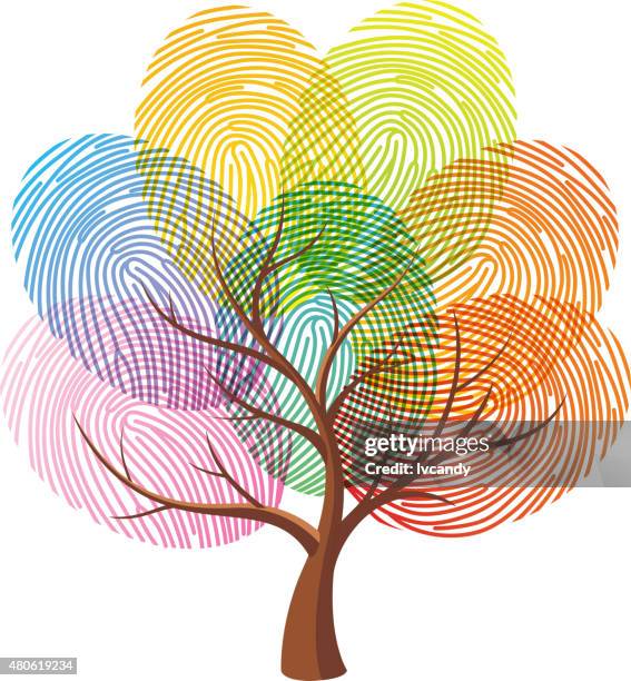 fingerprint tree - fingerprint stock illustrations
