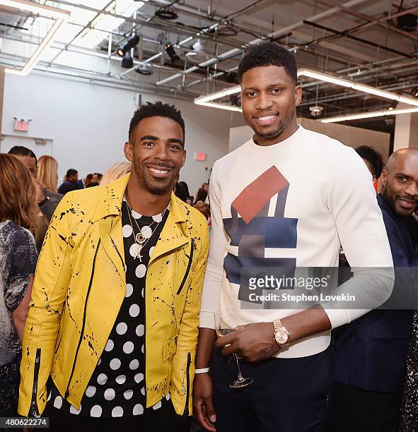 Mike Conley and Rudy Gay attend New York Men's Fashion Week kick off party hosted by Amazon Fashion and CFDA at Amazon Imaging Studio on July 13,...