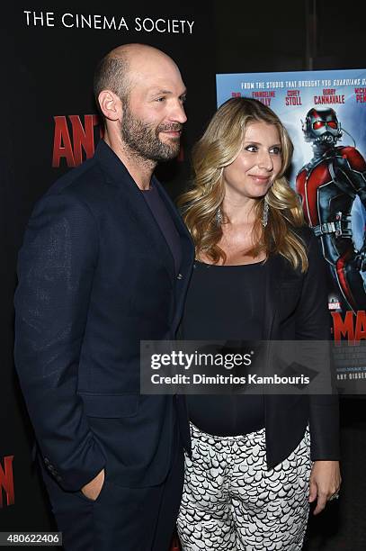 Actor Corey Stoll and Nadia Bowers attend Marvel's screening of "Ant-Man" hosted by The Cinema Society and Audi at SVA Theater on July 13, 2015 in...
