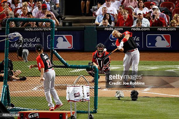 American League All-Star Albert Pujols of the Los Angeles Angels of Anaheim bats during the Gillette Home Run Derby presented by Head & Shoulders at...