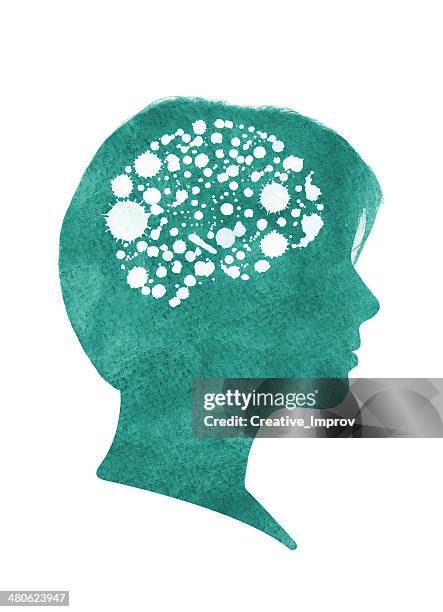 silhouette of woman with brain - teen improv stock illustrations