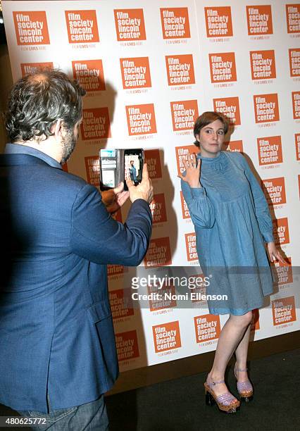 Judd Apatow and Lena Dunham attend the 2015 Film Society of Lincoln Center Summer Talks with Judd Apatow and Lena Dunham at Elinor Bunin Munroe Film...