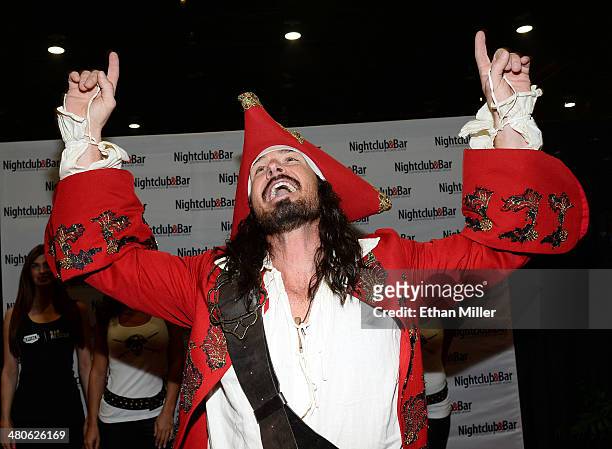 An actor as brand icon "Captain Morgan" arrives at the 29th annual Nightclub & Bar Convention and Trade Show at the Las Vegas Convention Center on...