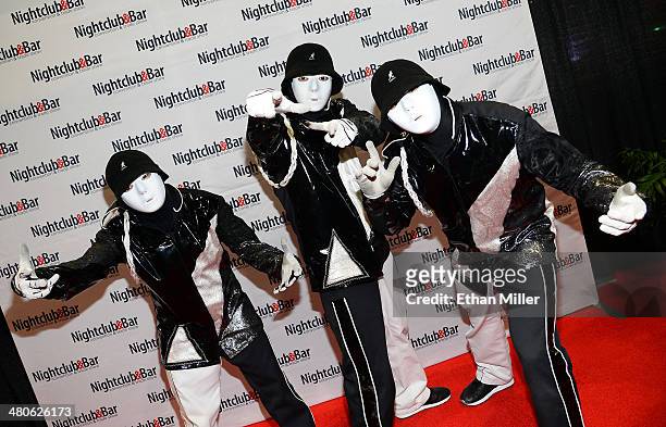 Members of the Jabbawockeez dance crew arrive at the 29th annual Nightclub & Bar Convention and Trade Show at the Las Vegas Convention Center on...