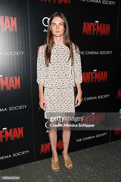 Model Anouck Lepere attends The Cinema Society and Audi host a screening of Marvel's "Ant-Man" at SVA Theatre on July 13, 2015 in New York City.