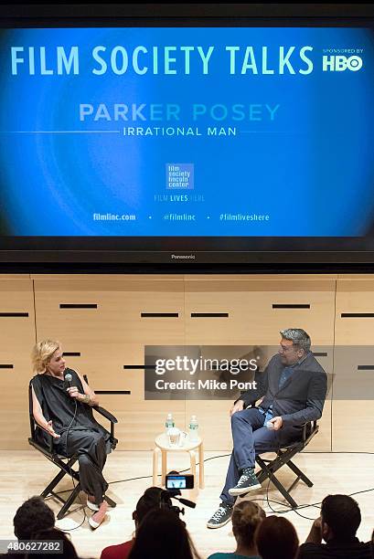 Actress Parker Posey and moderator Eugene Hernandez attend the 2015 Film Society of Lincoln Center Summer Talks with Parker Posey at Elinor Bunin...