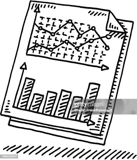 business graph document drawing - simple line chart stock illustrations