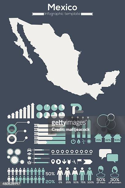mexico map infographic - mexico icon stock illustrations