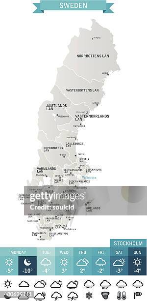 ilustraciones, imágenes clip art, dibujos animados e iconos de stock de suecia - carta metereológica
