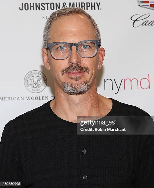 Designer Scot Shandalove attends at Matiere Presentation during New York Fashion Week: Men's S/S 2016 at Industria Superstudio on July 13, 2015 in...