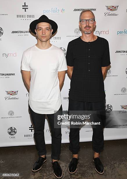 Designers Jake Zeitlin and Scot Shandalove attend the Matiere Presentation during New York Fashion Week: Men's S/S 2016 at Industria Superstudio on...