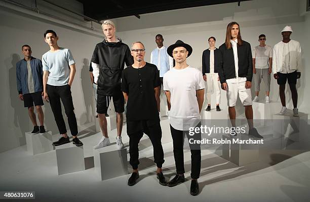 Designers Scot Shandalove and Jake Zeitlin attend the Matiere Presentation during New York Fashion Week: Men's S/S 2016 at Industria Superstudio on...