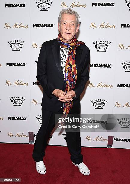 Actor Sir Ian McKellen attends the "Mr. Holmes" New York Premiere at the Museum of Modern Art on July 13, 2015 in New York City.