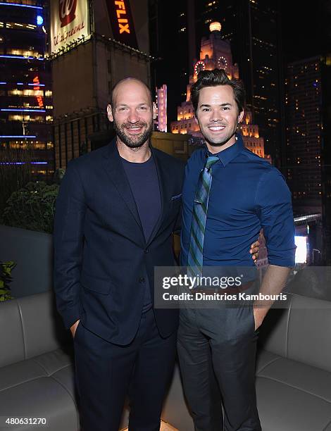 Corey Stoll and Andrew Rannells attend the after party for Marvel's screening of "Ant-Man" hosted by The Cinema Society and Audi at St. Cloud at the...