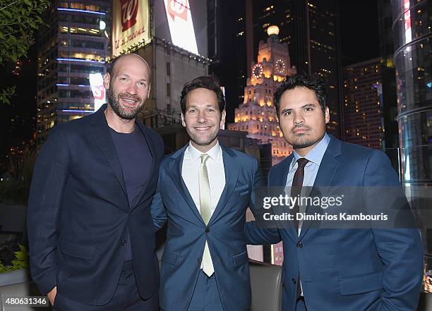 Corey Stoll, Paul Rudd and Michael Pena attend the after party for Marvel's screening of "Ant-Man" hosted by The Cinema Society and Audi at St. Cloud...